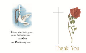 Red Rose and Dove Catholic Irish Memorial Thank You Card